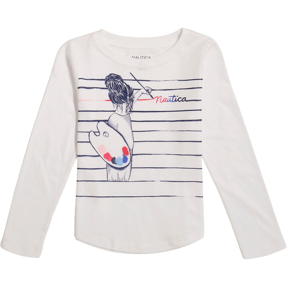 TODDLER GIRLS' PAINT THE DAY LONG-SLEEVE T-SHIRT (2T-4T),Antique White Wash,large