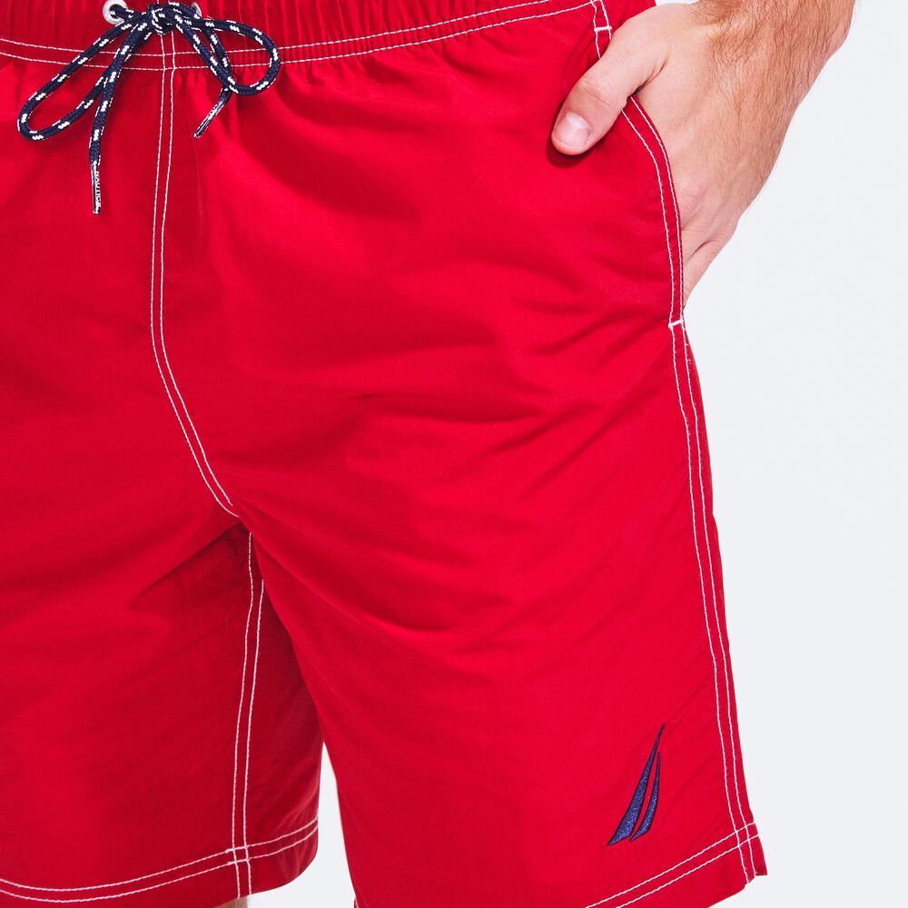 Big & Tall Anchor Full-Elastic Swim Trunks,Nautica Red,large