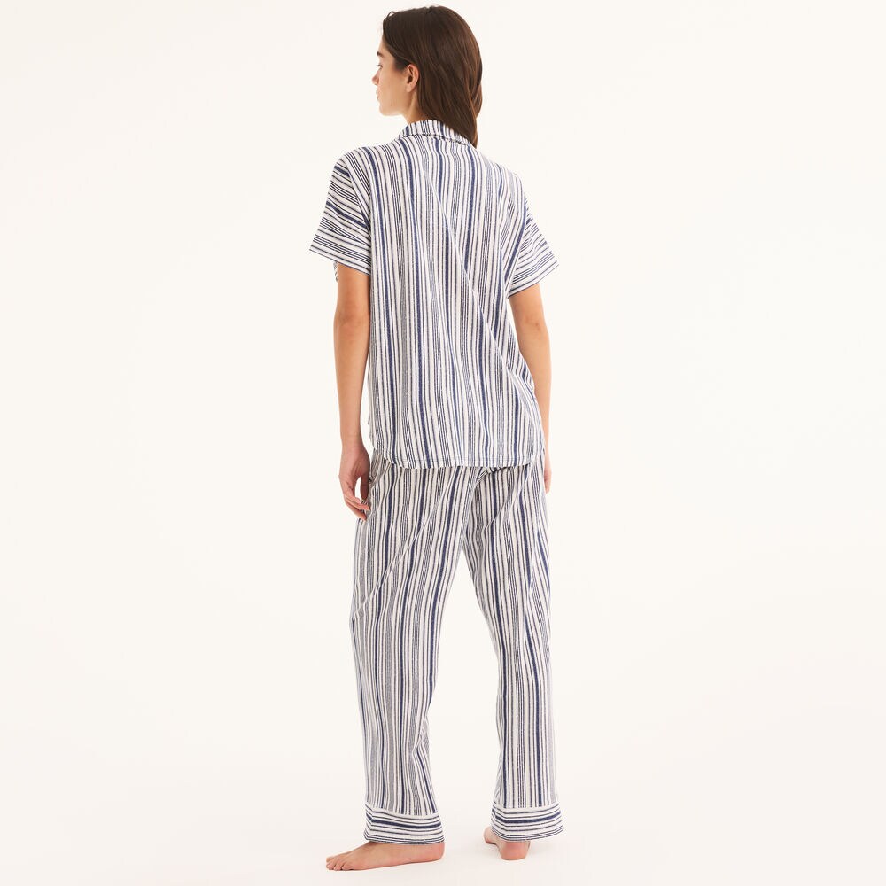 Striped Pajama Pant Set,Pale Khaki,large