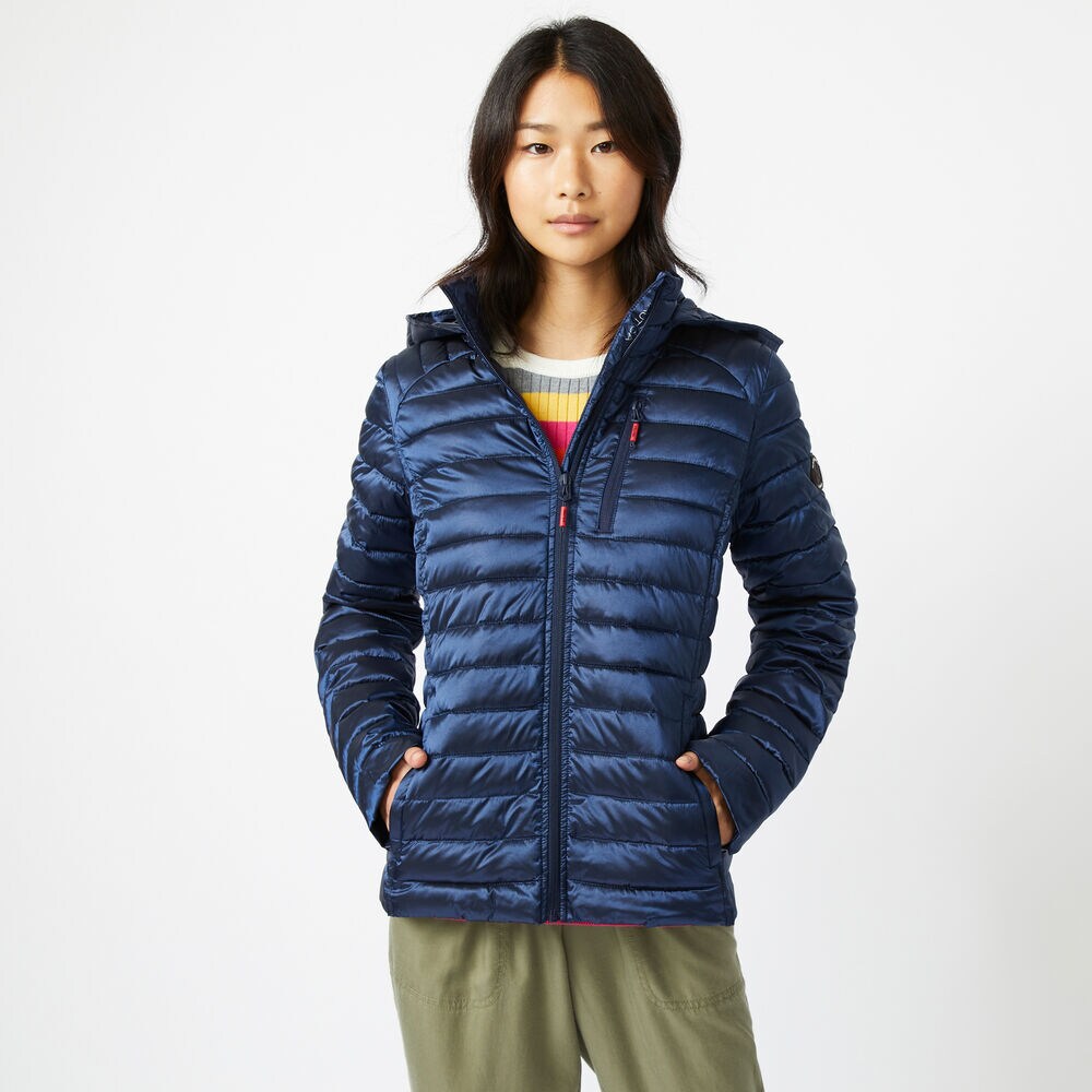 PACKABLE IRIDESCENT HOODED COAT,Stellar Blue Heather,large