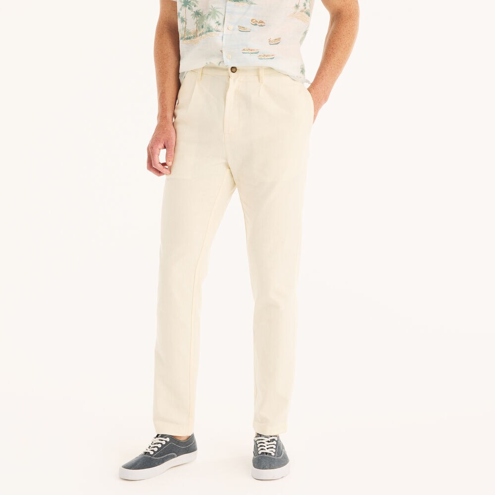 Pleated Linen Pant,Almond,large