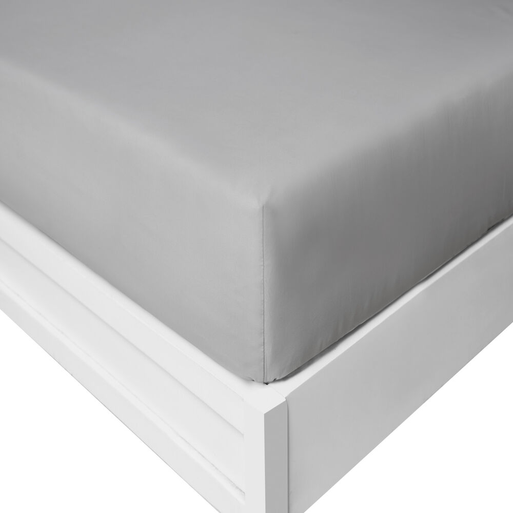 SOLID GREY FULL FITTED SHEET,Bay Grey,large