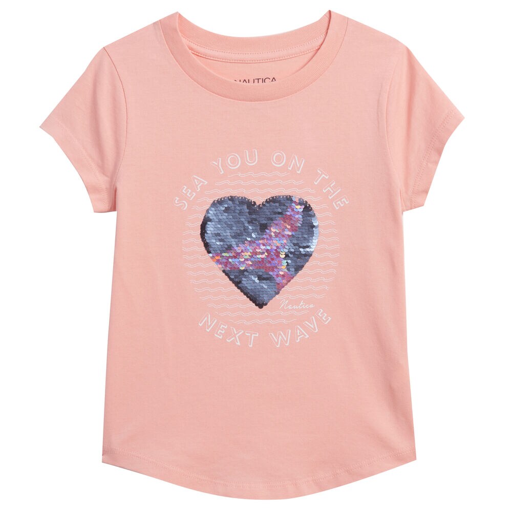 GIRLS' SEE YOU ON THE NEXT WAVE T-SHIRT (8-16),Dreamy Coral Heather,large