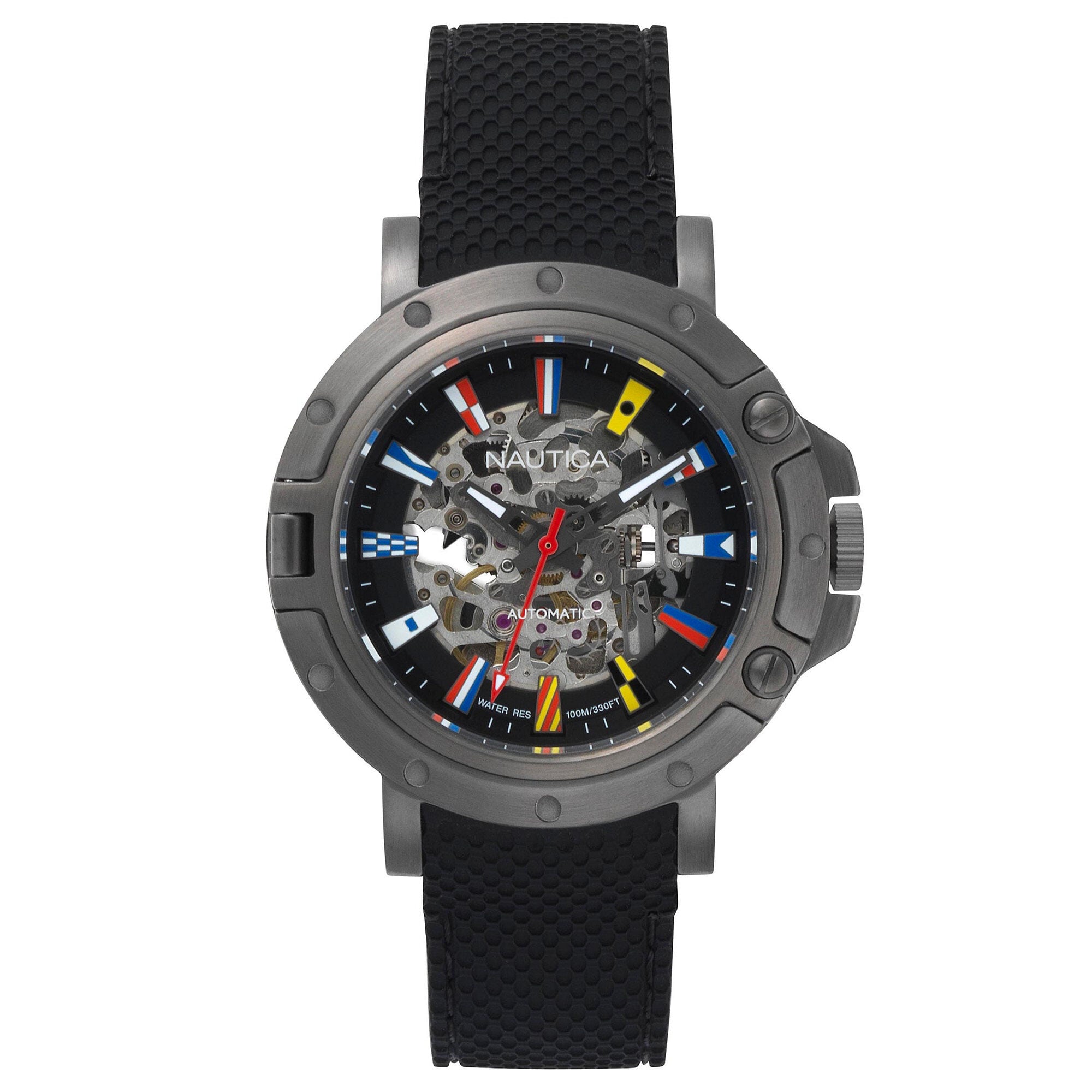 Porthole 3-Hand Automatic Watch - Black,Black,large