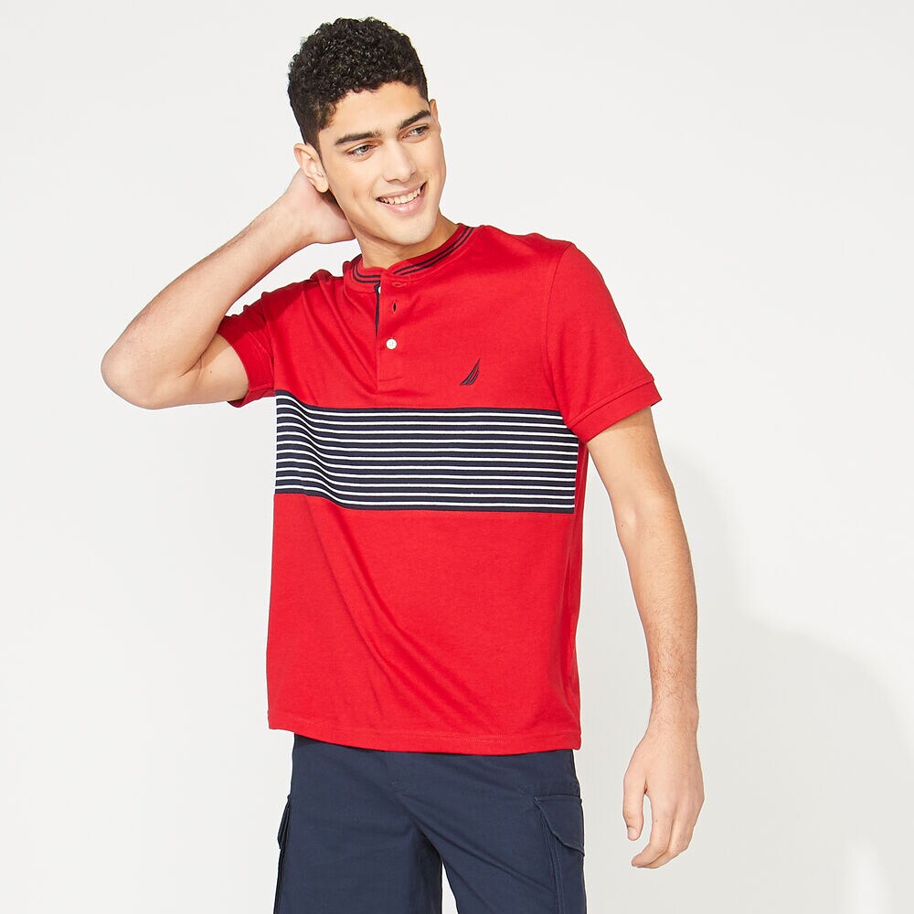 SLIM FIT STRIPE HENLEY,Nautica Red,large