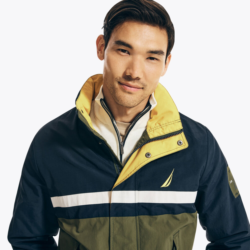 LIGHTWEIGHT COLORBLOCK WINDBREAKER JACKET,Navy,large