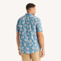 Big & Tall Printed Short-Sleeve Shirt,Blue Stern,large