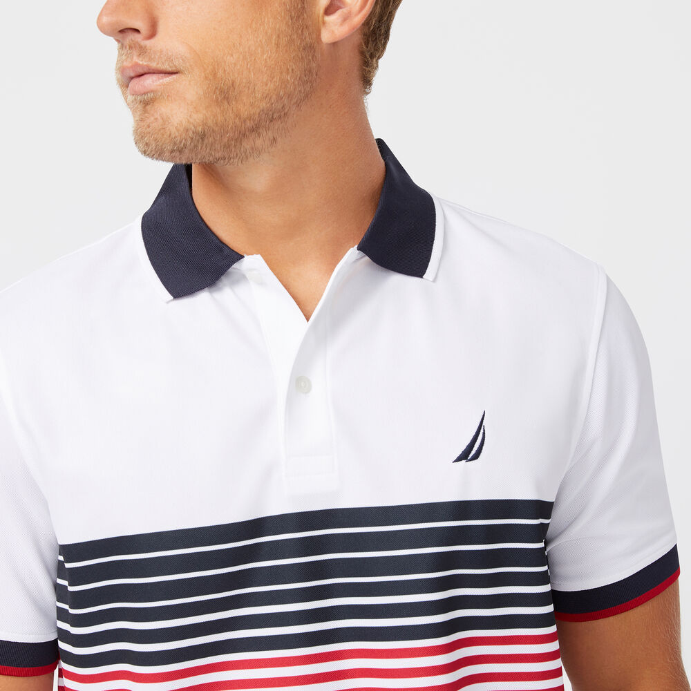 NAVTECH SUSTAINABLY CRAFTED CLASSIC FIT STRIPED POLO,Bright White,large