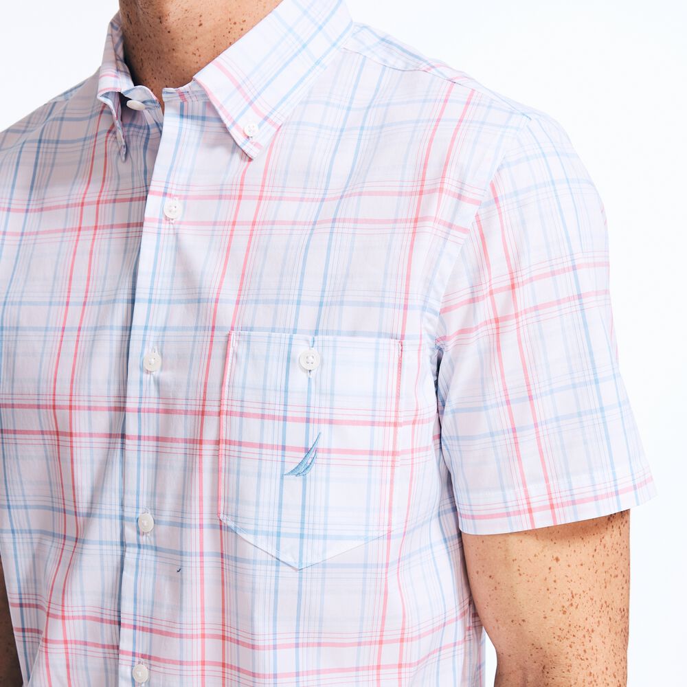 NAVTECH PLAID SHORT-SLEEVE SHIRT,Bright White,large