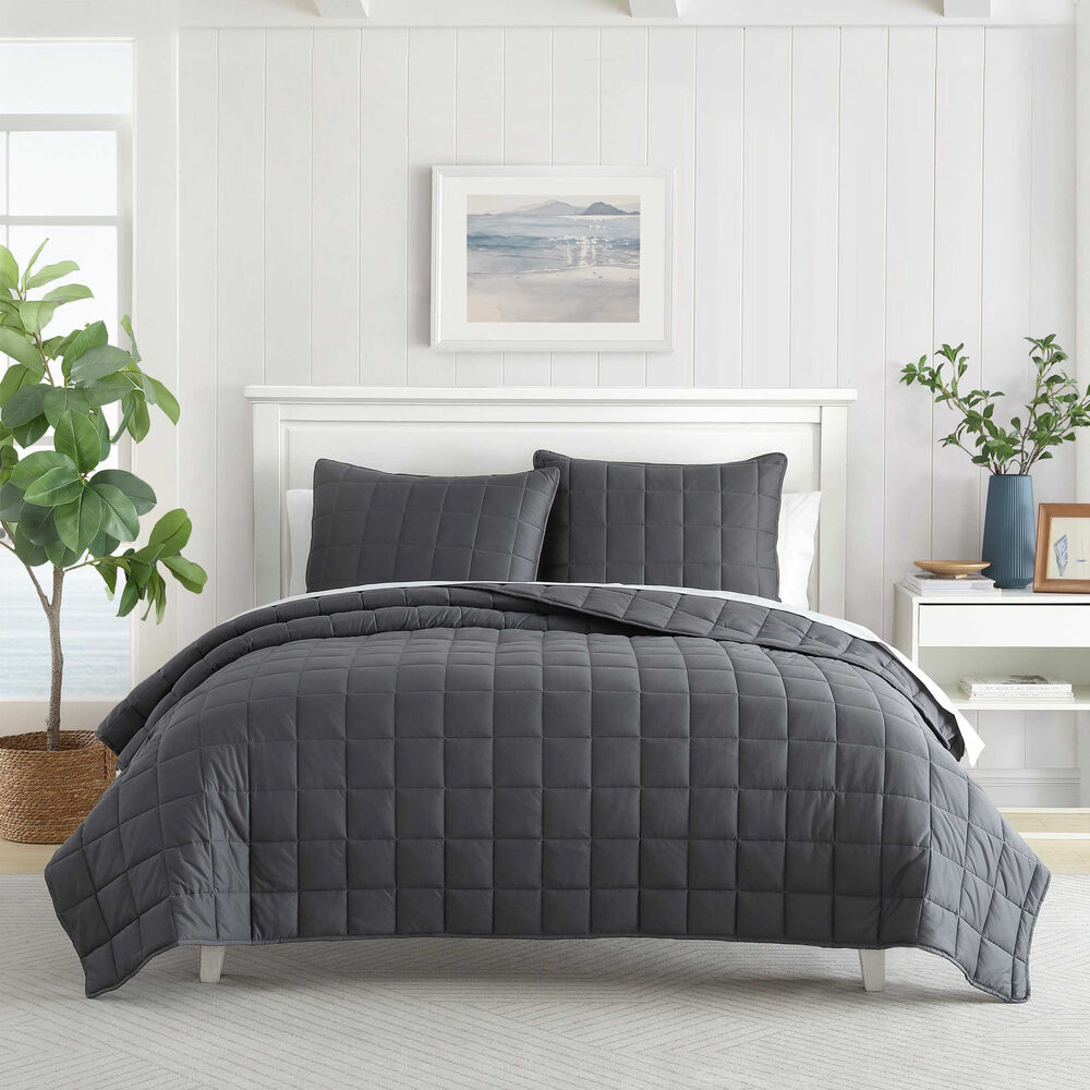 Brushed Micro Jersey Grey Full/Queen Quilt-Sham Set,Mist Heather,large