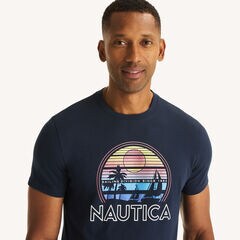 Sunset Sailing Graphic T-Shirt,Stellar Blue Heather,large