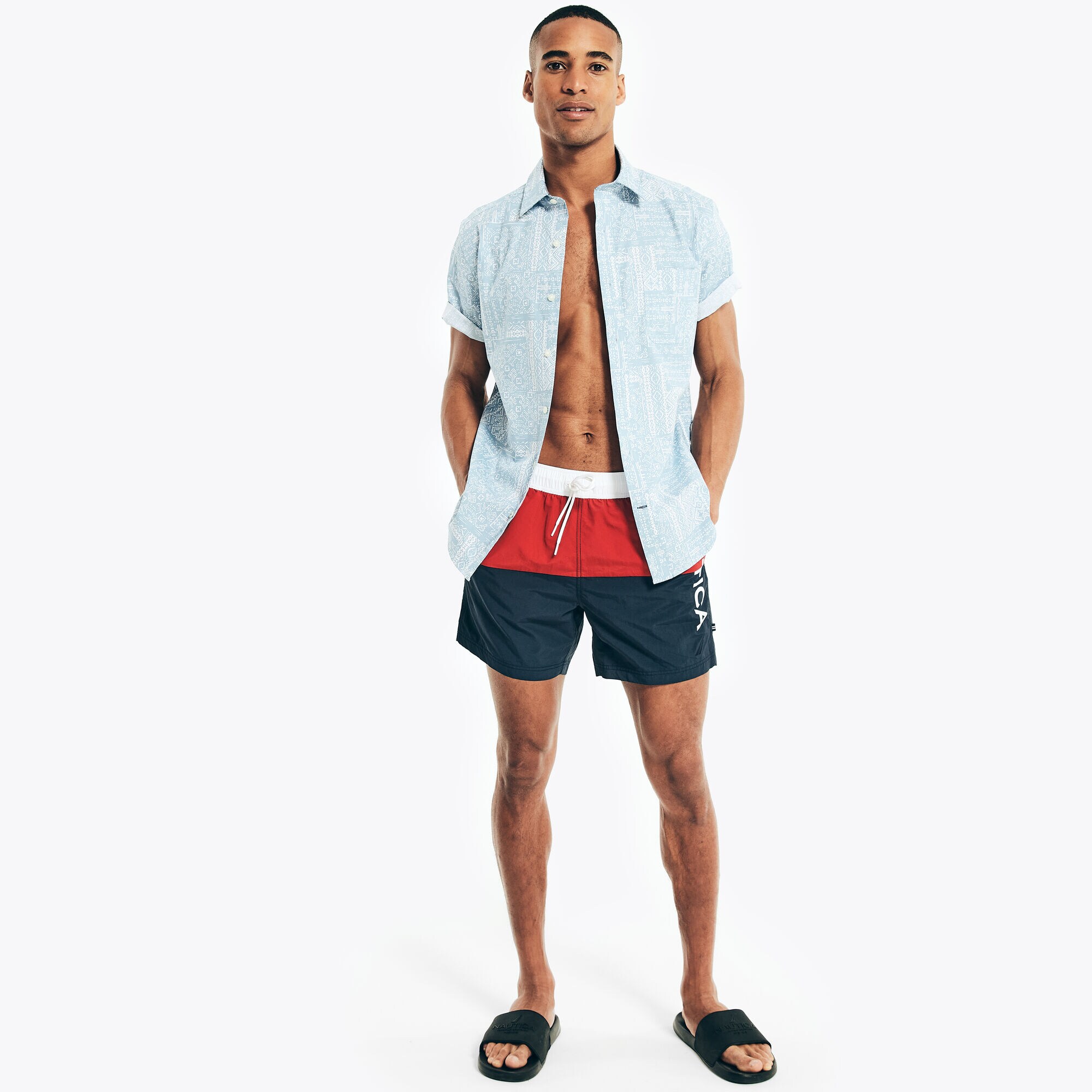 6" LOGO COLORBLOCK QUICK-DRY SWIM,Navy,large