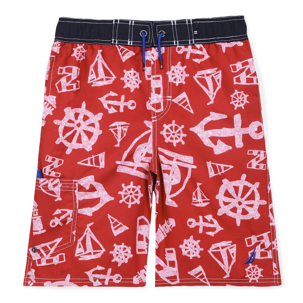 Boys' Nick Print Swim Trunks,Melonberry,large