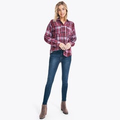 PLAID FLANNEL BUTTON-DOWN SHIRT,True Black,large