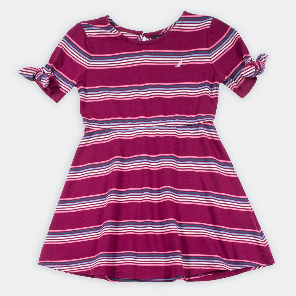 GIRLS' STRIPED DRESS (8-20),Parfait Pink,large