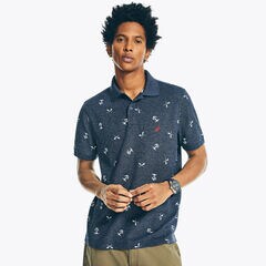 SUSTAINABLY CRAFTED CLASSIC FIT PRINTED POLO,Navy,large