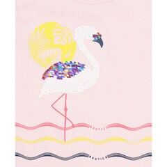 GIRLS' FLAMINGO T-SHIRT (7-16),Salmon,large