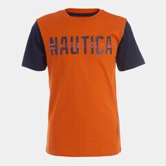 BOYS' COLORBLOCK SLEEVE GRAPHIC T-SHIRT (8-20),Coral Resort,large