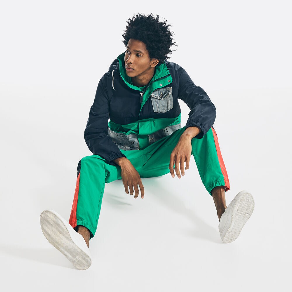 REISSUE COLORBLOCK DENIM-MIX JACKET,Navy,large