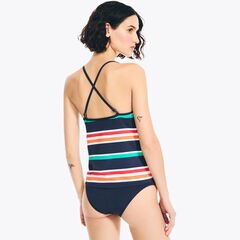 Striped Tankini Swim,Stellar Blue Heather,large