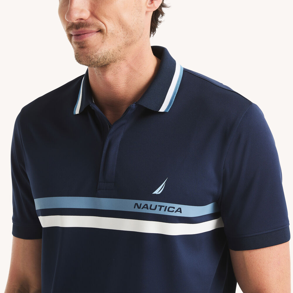 Navtech Striped Classic Fit Polo,Stellar Blue Heather,large