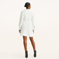 Long-Sleeve Shirt Dress,Bright White,large