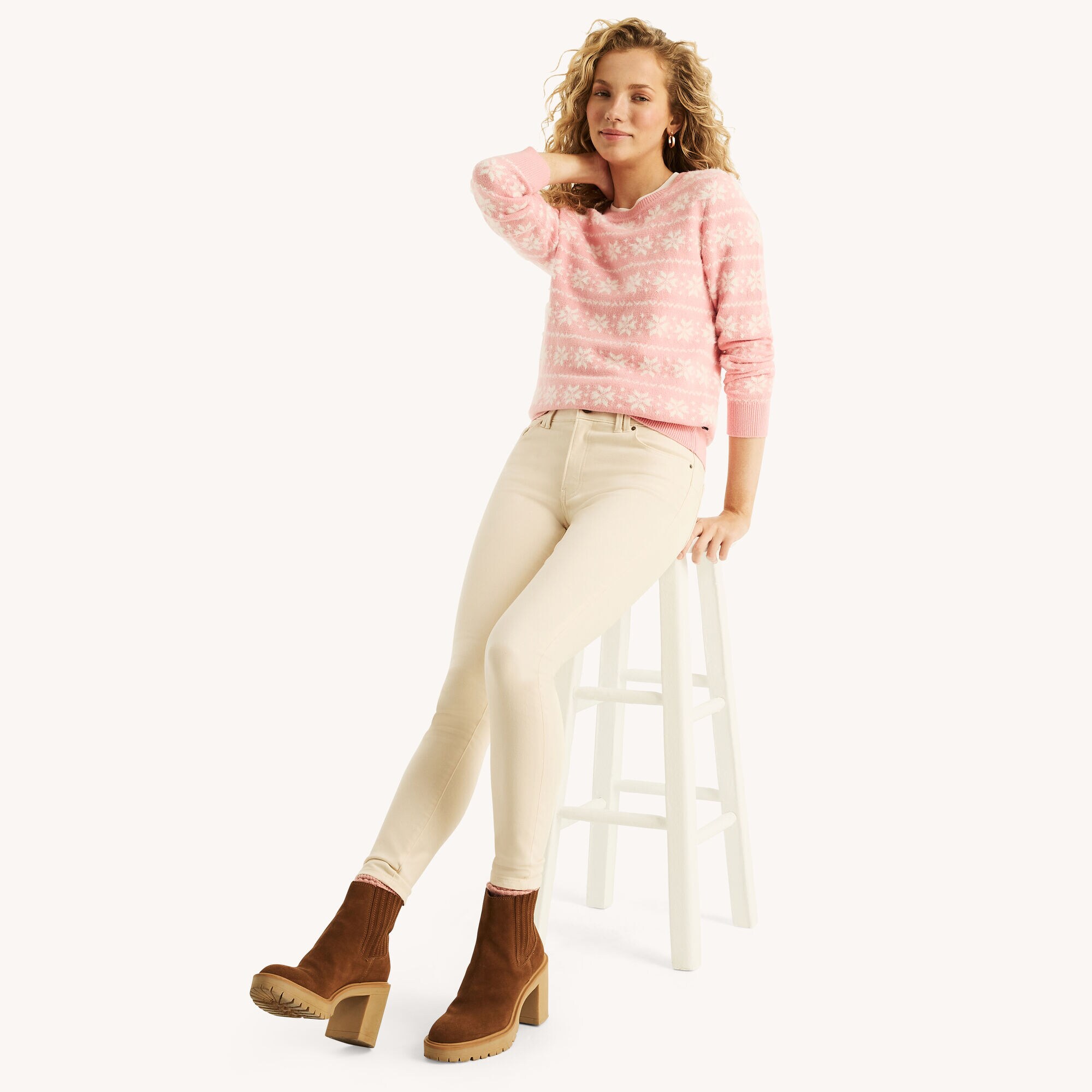 Mid-Rise Sateen Skinny Pant,Sail White,large
