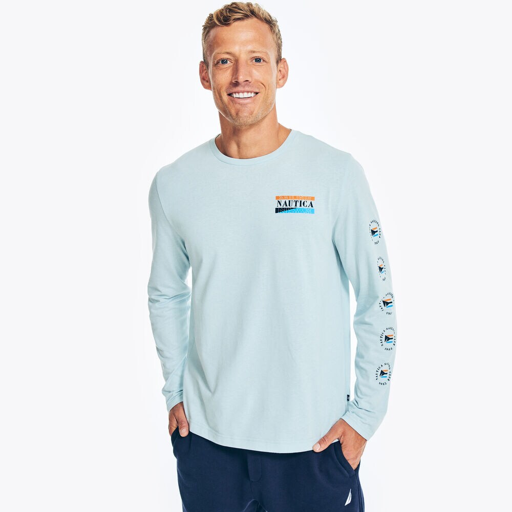 SUSTAINABLY CRAFTED LONG-SLEEVE GRAPHIC T-SHIRT,Crest Blue,large