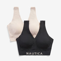 SEAMLESS LASER-CUT LOGO BRALETTES, 2-PACK,True Black,large