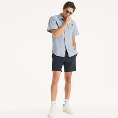 Nautica OTF UPF 50+ Short-Sleeve Shirt,Ice Blue,large
