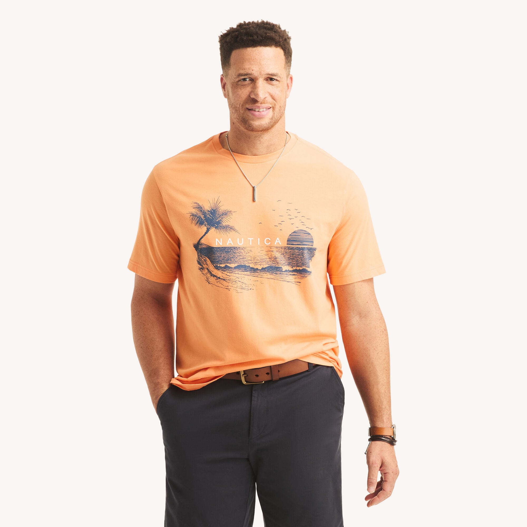 Big & Tall Peace Sunset Graphic T-Shirt,Nasturtium,large