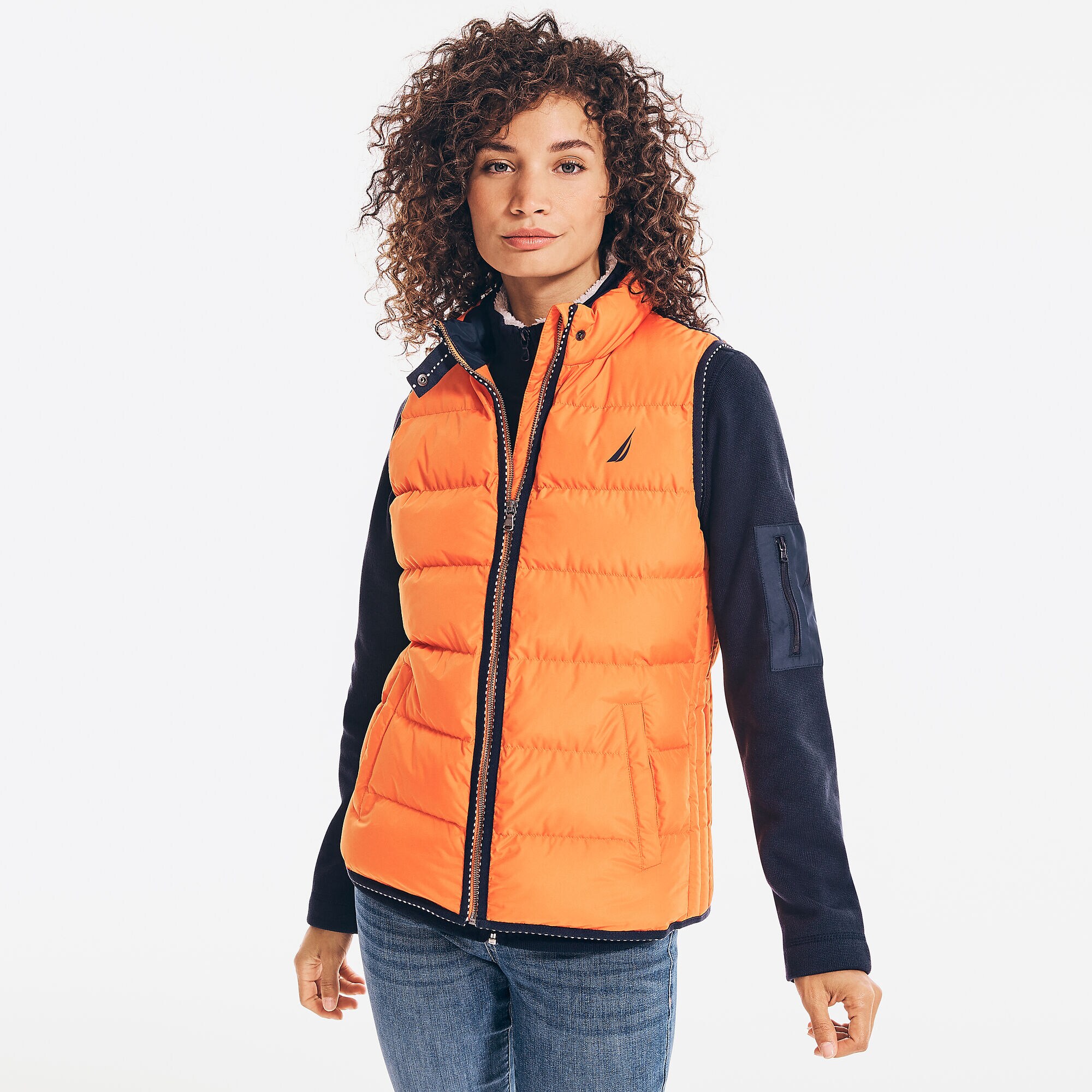 QUILTED LOGO PATCH TEMPASPHERE VEST,Pale Coral,large