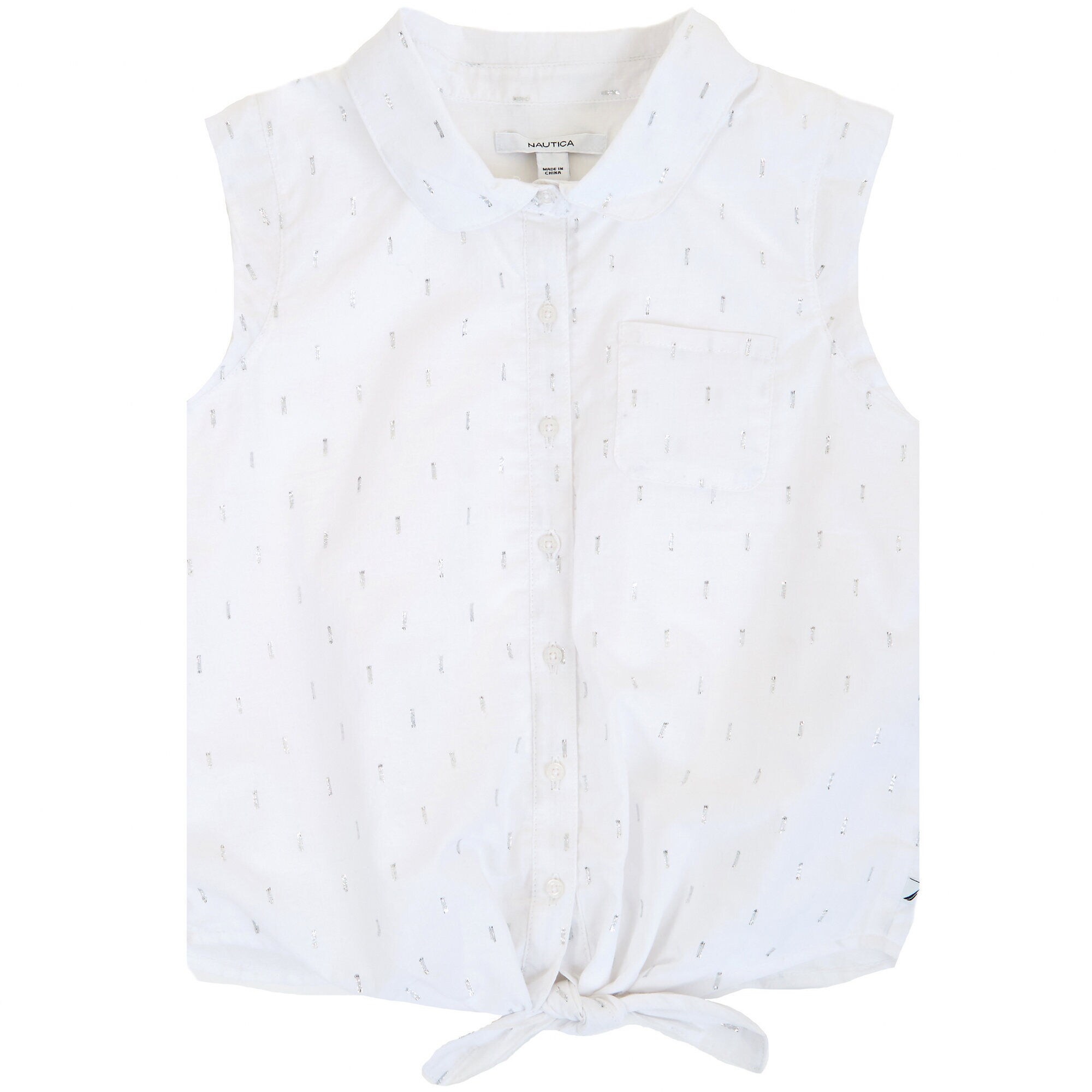 Little Girls' Tie-Front Sleeveless Top (2T-7),Sail White,large