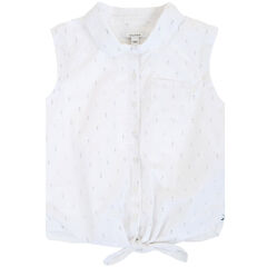 Little Girls' Tie-Front Sleeveless Top (2T-7),Sail White,large