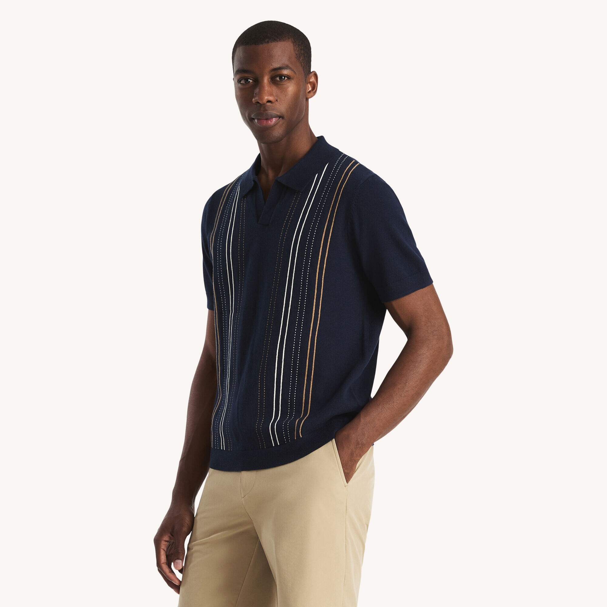 Performance Jacquard Polo Sweater,Stellar Blue Heather,large