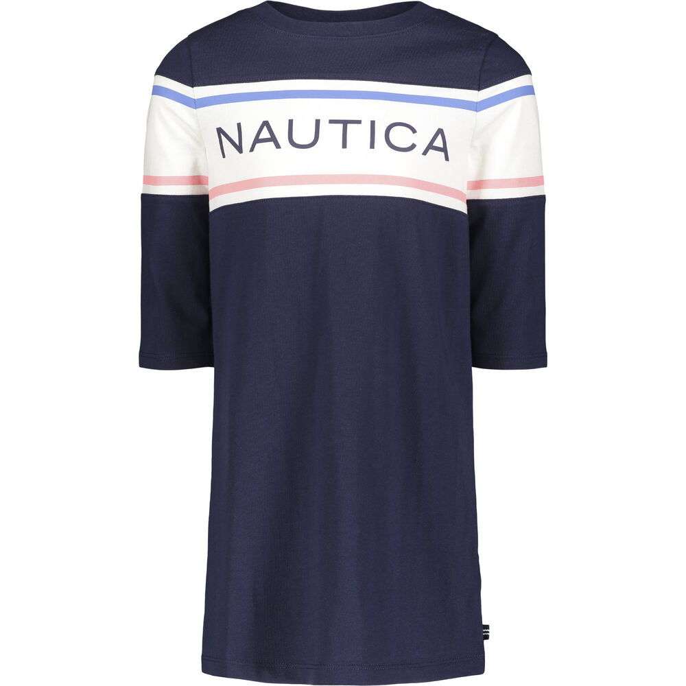 TODDLER GIRLS' LONG SLEEVE LOGO DRESS (2T-4T),Navy,large