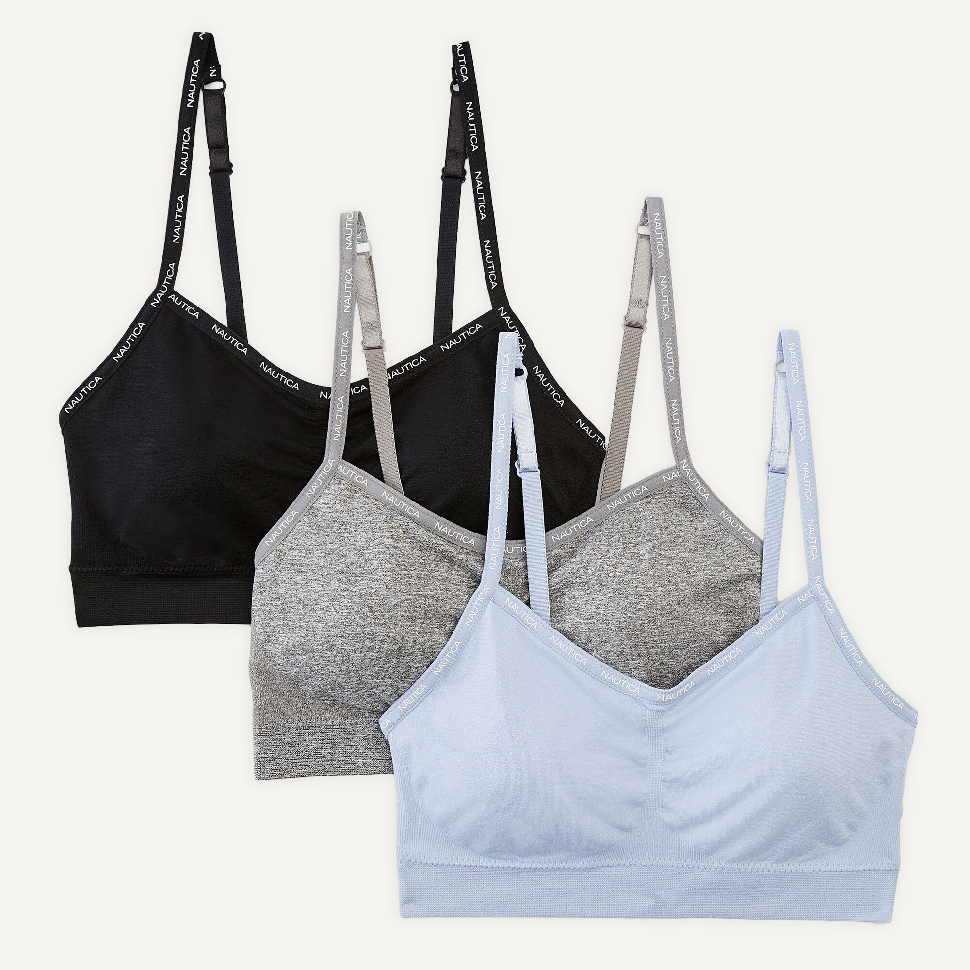Seamless Logo Bra, 3-Pack,Hawaiian Ocean,large