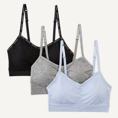 Seamless Logo Bra, 3-Pack,Hawaiian Ocean,large