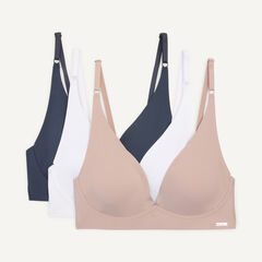 Laser-Cut Lounge Bra, 3-Pack,Dark Brown Heather,large