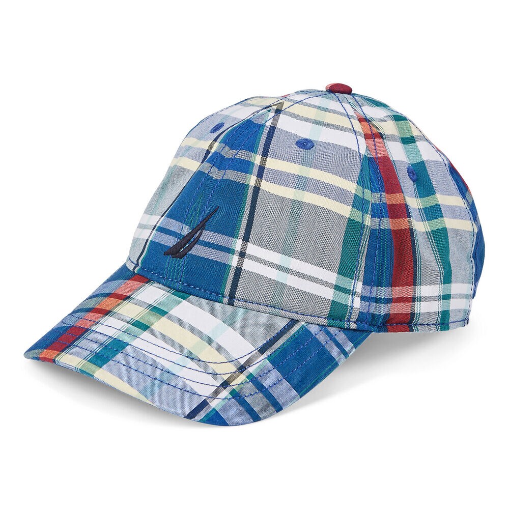 Madras Patchwork Baseball Cap,Green,large