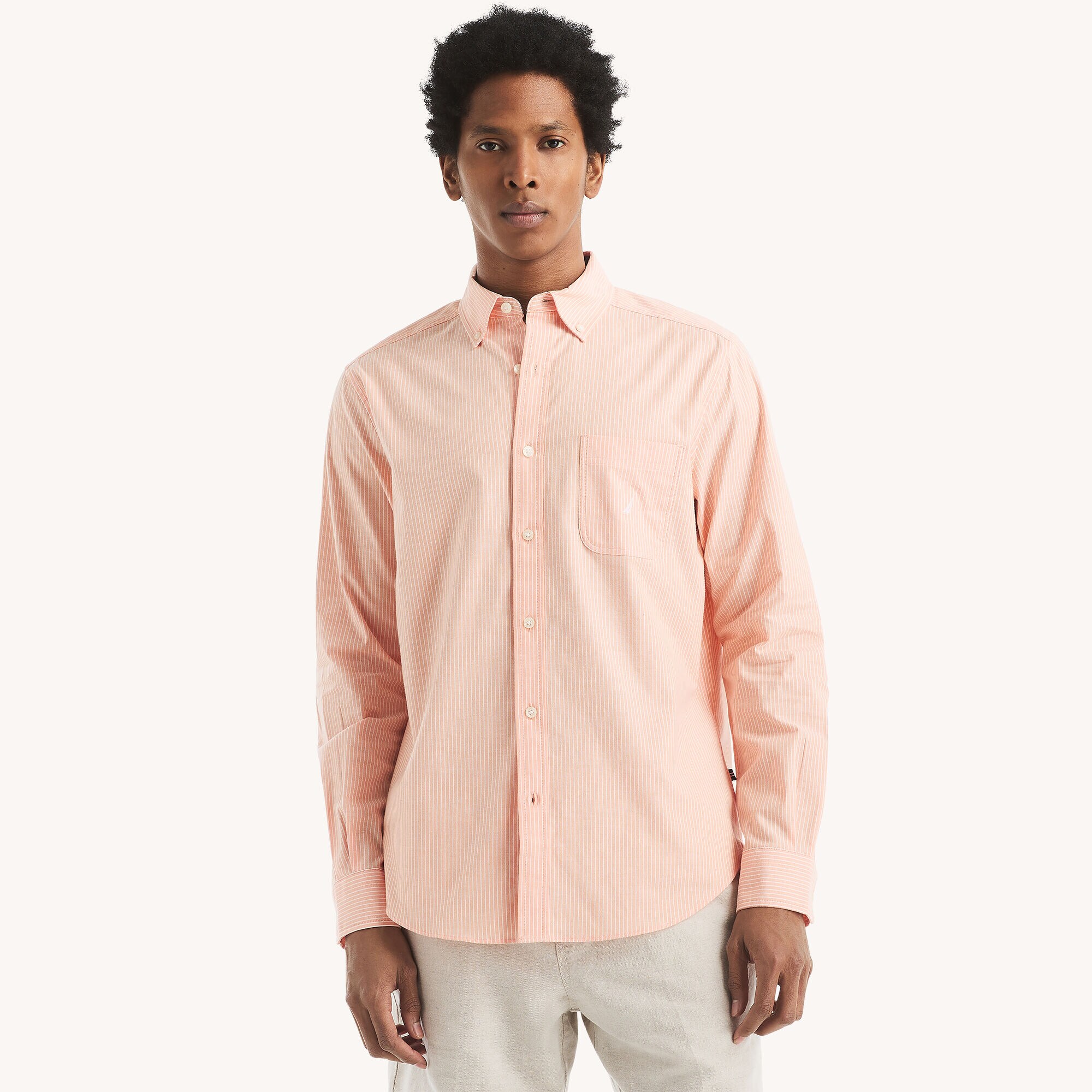 Striped Oxford Shirt,Orchid Pink,large