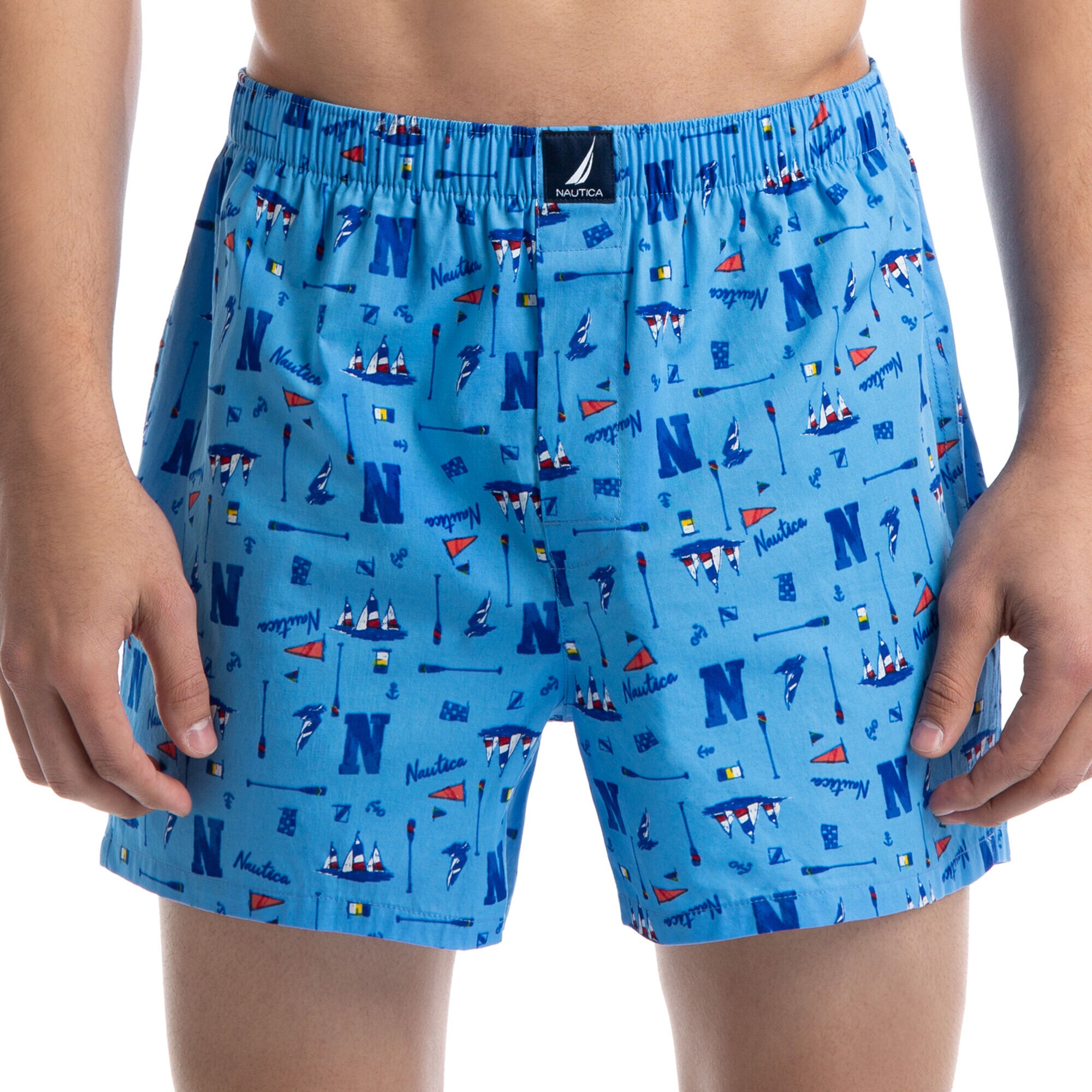 STRETCH OAR PRINT BOXERS,Azure Blue,large