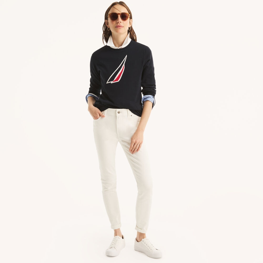 brand icon Crewneck Sweater,Navy,large