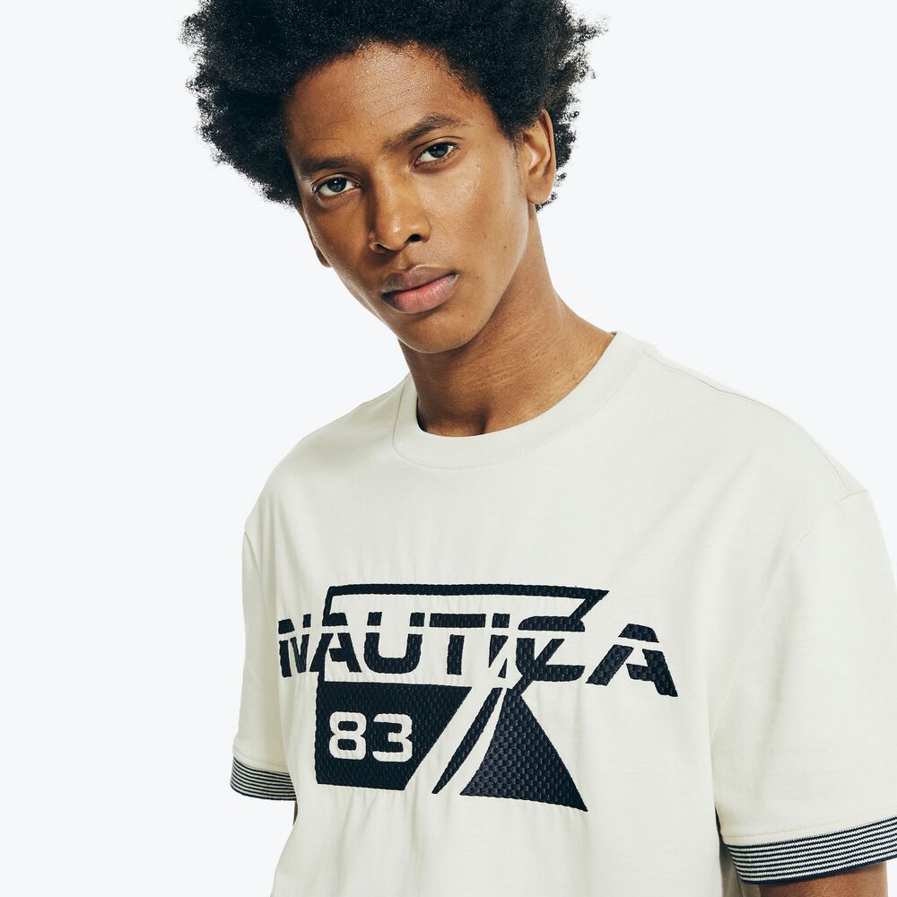 EMBROIDERED LOGO T-SHIRT,Nautica Stone,large