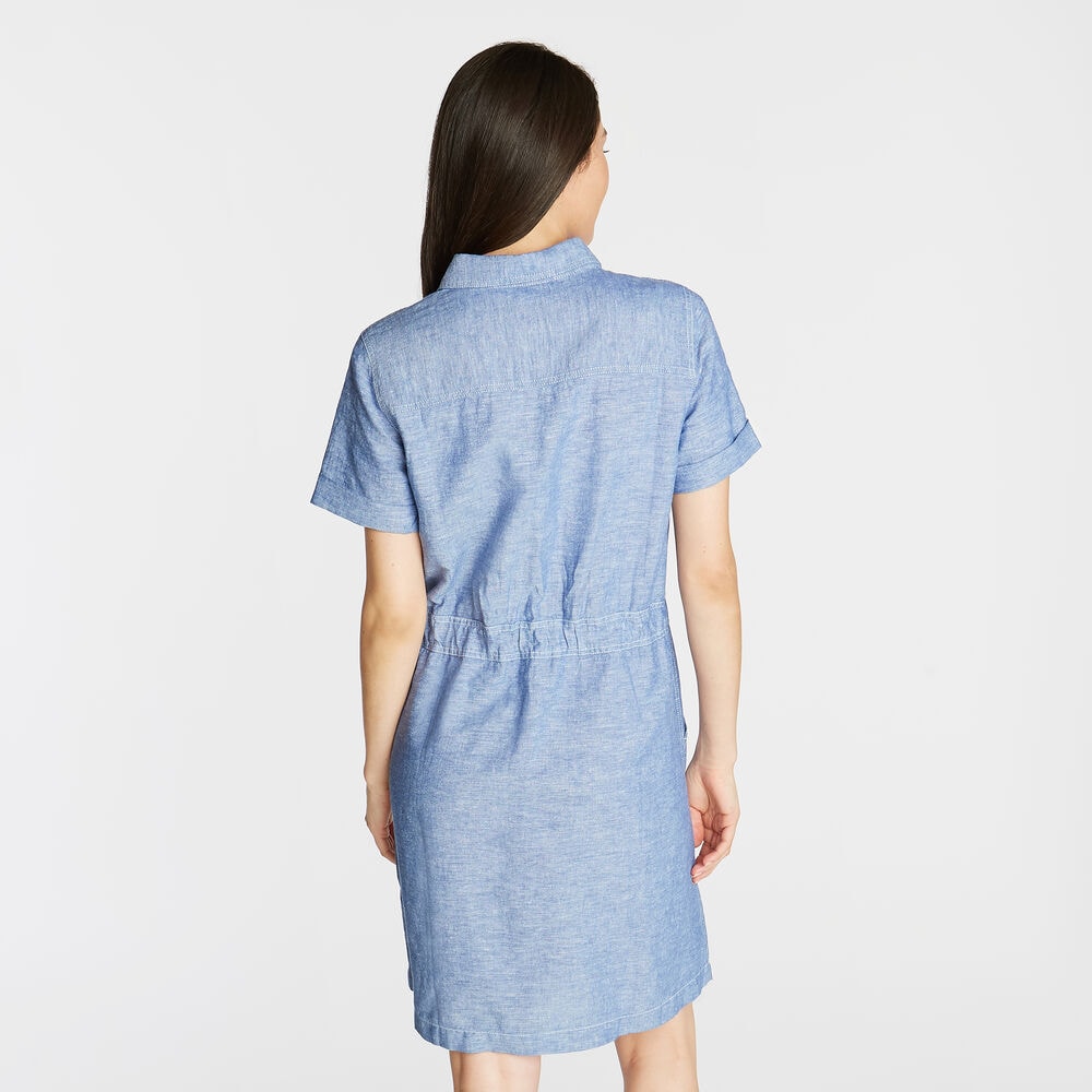 LINEN BLEND SHIRTDRESS,Deep Navy Heather,large