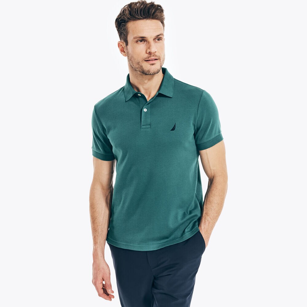 SLIM FIT INTERLOCK POLO,Shaded Spruce,large