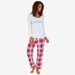 Graphic Sleep Tee & Allover Print Pants PJ Set,Carnation Pink,large