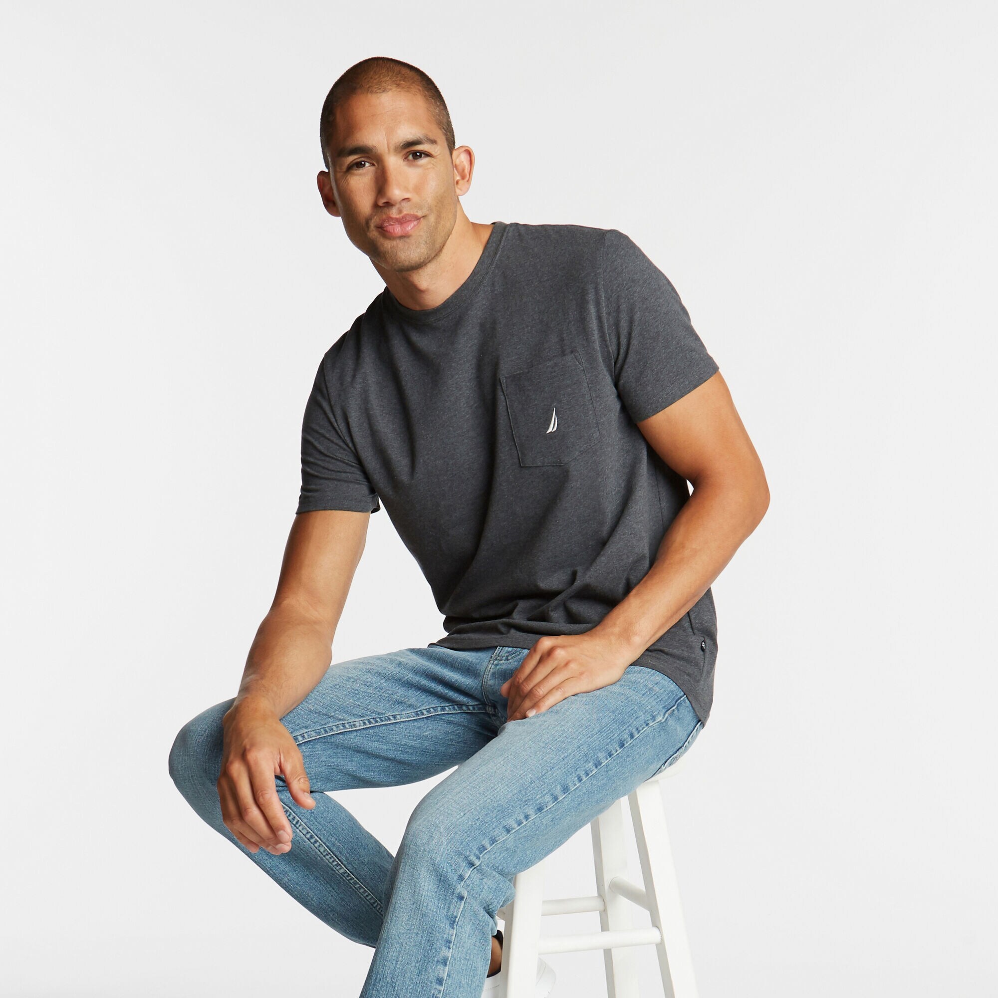 BRAND ICON POCKET T-SHIRT,Charcoal Heather,large