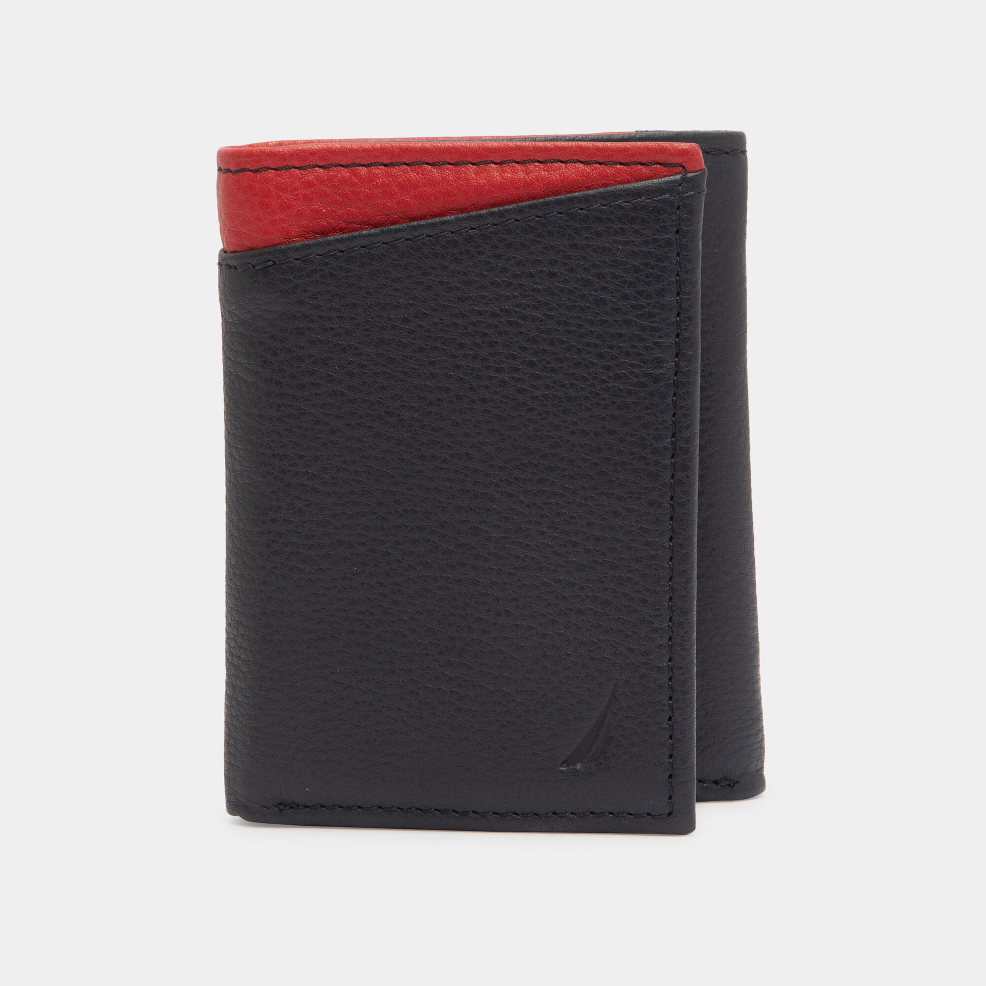 WILDER LEATHER TRIFOLD WALLET,Navy,large