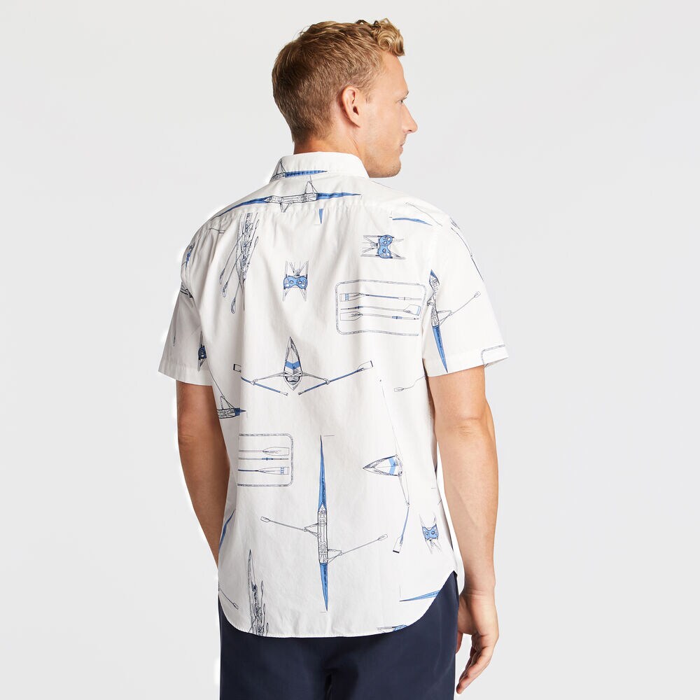 CLASSIC FIT SHORT SLEEVE SHIRT IN ROW BOAT PRINT,Sail White,large